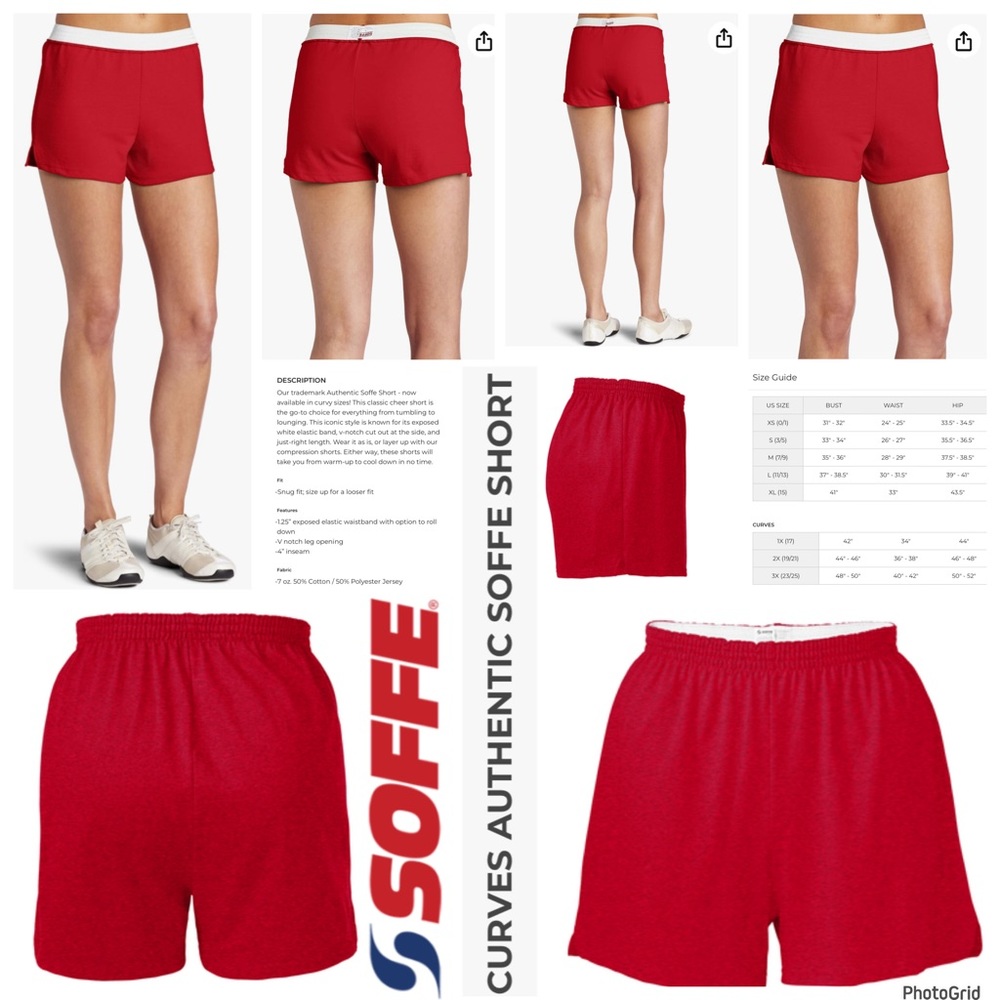 Soffe 1X plus size red athletic wear shorts junior size NWT